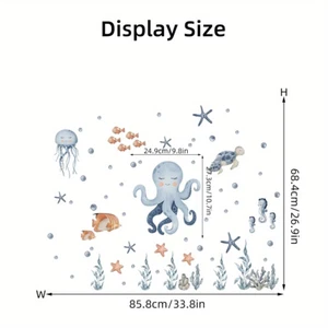 Cute Cartoon Octopus Wall Sticker – Marine Decor for Nursery or Kids Room - Picture 1 of 6