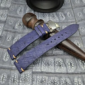 Correa de reloj de cuero de avestruz de 20 mm/16 mm cuero exótico estilo minimalista vintage - Imagen 1 de 12