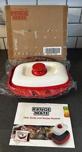 Rangemate Nonstick Microwave Grill Ceramic Coating White & Red Pan 10.5" x 6" - Picture 1 of 8