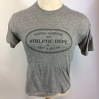 Camiseta Atlética Vintage Años 80 Rayón Tri Mezcla Gris Escuela Secundaria Universidad Foto 1 de 4