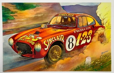 Original Artwork 1952 F1 Driver Giovanni Bracco racing the Ferrari 250 S. - Image 1 of 4
