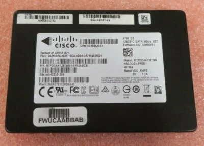 Cisco 128GB SATA 6G 2.5" SED Solid State Drive SSD MTFDDAK128TBN ASA5508-SSD - Image 1 of 4