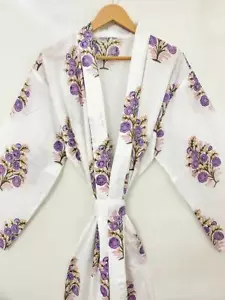 Baumwolle Kimono Hand-Block gedruckt Frauen indische Nachtwäsche Robe Kleid/M... - Bild 1 von 12