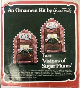 Vintage Christmas Ornament Kit Two Visions of Sugar Plums Yours Truly Embroidery - Picture 1 of 4