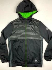 ADIDAS Climalite 3 Stripes Full Zip Hoodie Jacket Size Youth L Black - Picture 1 of 10