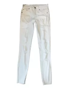 Pinc Premium Big Girls Distressed Ripped White Skinny Jeans Jeggings Size 10 - Picture 1 of 3