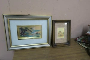 2 VINTAGE ITALIAN ORO FOGLIA 23KT GOLD LEAF CHROME LITHOGRAPH FRAMED PICTURES - Picture 1 of 7