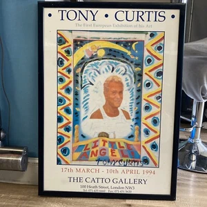 Tony Curtis Signed Poster The First European Exhibition Of His Art Framed 1994 - Picture 1 of 9