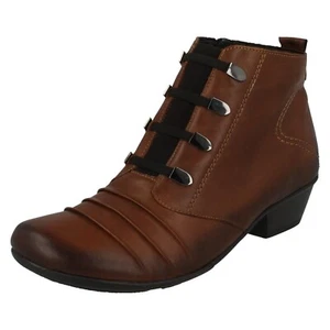 Ladies D7381-24 Heeled Zip Up Leather Ankle Boots By Remonte £75.00 - Picture 1 of 10