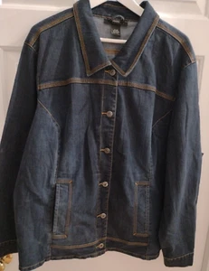 Venezia Size 26/28 Dark Blue Denim Jacket Button Front Cotton Blend Stretch - Picture 1 of 6