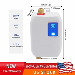 Mini Electric Tankless Water Heater Instant Hot Kitchen Heater 110V 3000W - Picture 1 of 21