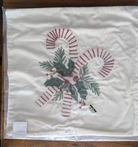 POTTERY BARN Candy Cane Embroidered Pillow Cover-NWT - Picture 1 of 4