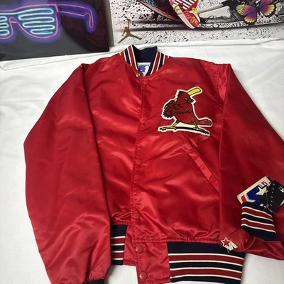 Vintage Starter St Louis Cardinals Satin Jacket Bomber Red Size Medium 80s MLB - Image 1 of 4
