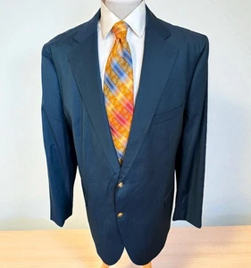 Oliver Wicks Suit Jacket Sz 44L Blue Vitale Barberis Canonico Silk & Wool Blazer - Picture 1 of 13