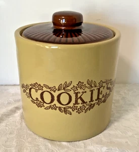 Barattolo biscotti vintage Monmouth gres ceramica USA anni 70 marrone/marrone bello - Foto 1 di 6