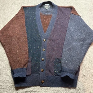 VTG Woolrich Colorblock Speckled Wool Button Cardigan Mens XLarge 90's Grandpa - Picture 1 of 11