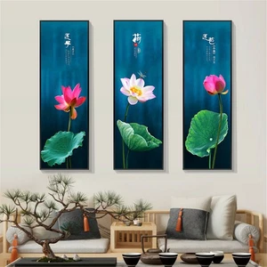 Chinese Lotus Flower Canvas Poster Picture Wall Hangings Home Art Decor - Picture 1 of 7