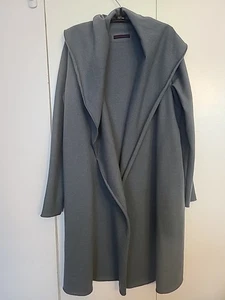 KATHARINA HOVMAN grau gekochte Wolle Schalkragen vorne offen Strickjacke Größe 12 US - Bild 1 von 11