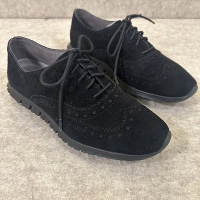 Zapatos Oxford Cole Haan Zerogrand de gamuza negros con punta de ala para mujer talla 7 B” Foto 1 de 4
