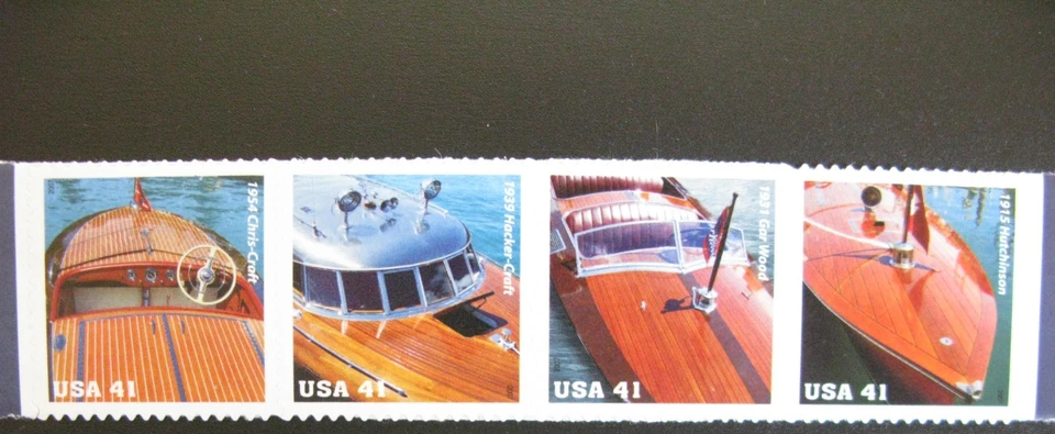 US Scott 4160-63, Vintage Mahogany Speedboats, Mint, NH,  Strip of 4 - Image 1 of 1
