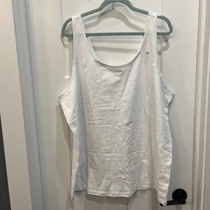 Maurices Women’s Scoop Neck Tank Top Size 3X Solid White Cotton Blend 2 Pack - Picture 1 of 8