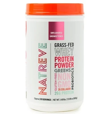 Natreve Whey Protein Powder Grass-Fed + Amino Acids + Collagen 1.5 LB Unflavored - Image 1 of 4