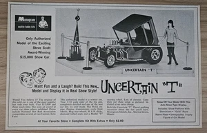 VINTAGE 1966 MONOGRAM UNCERTAIN T HOT ROD MODEL CAR ADVERTISEMENT - Picture 1 of 1