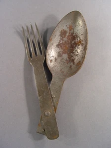66157: I. Weltkrieg Essbesteck, sogenannter "Göffel", Gabel und Löffel zusammen - Bild 1 von 4
