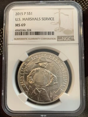 2015-P $1 US Marshals Service Commemorative Silver Dollar NGC MS69 - Image 1 of 4