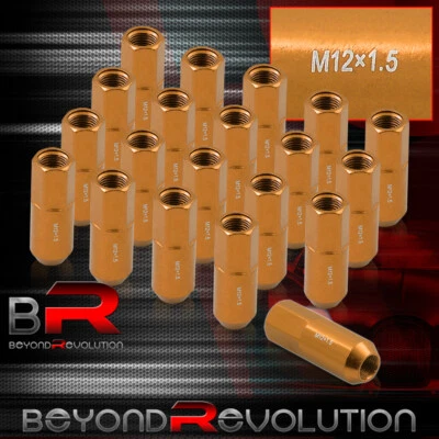 For Mazda Saturn 60MM M12X1.5 Orange Extended Wheel Rims Lug Nuts Open End - Image 1 of 3