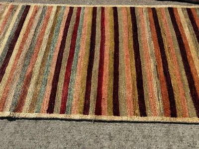 ALFOMBRA GABBEH VINTAGE 3x7 LANA ORIENTAL HECHA A MANO geométrica tejida a mano corredor real Foto 1 de 4