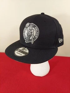 Boston Celtics New Era 9Fifty Black Hat Silver Logo Snapback - Picture 1 of 18