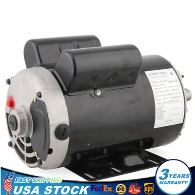 5 HP Air Compressor Electric Motor 208-230 V Single Phase 7/8" Shaft 3450RPM - Image 1 of 4