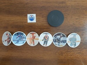 1984-85 NHL Kellogg's Accordion Discs Panel #4 & Puck; Oilers Sticker