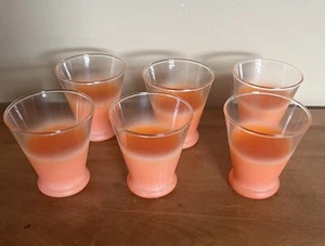 Vintage 6 Orange Frosted Juice Glasses. 3 Inches - Picture 1 of 3