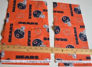 NFL CHICAGO BEARS 100% COTTON FABRIC ORANGE PRINT 2 REMNANT PIECES - Picture 1 of 2