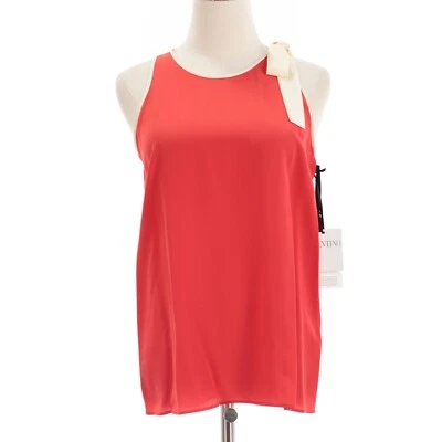 Blusa roja Valentino nueva con etiquetas sin mangas con lazo talla 42 EE. UU. 6 rojo coral/marfil 100 % seda Foto 1 de 4