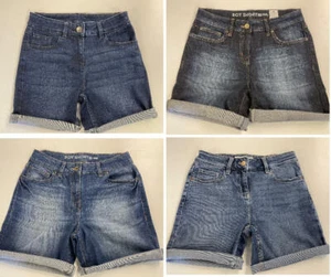 Ladies Denim Stretch Boy Shorts Mid Length Blue Ex High street rpp £20 - Picture 1 of 15