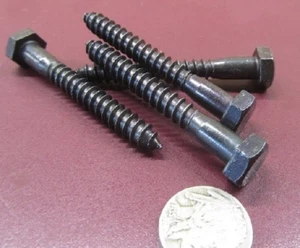 Black Zinc Hex Head Lag Screw 1/2 Hex Size 5/16 Thread x 2.50" Length, 50 pcs - Picture 1 of 12
