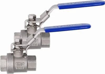 2P 3/8" Ball Valve Full Port,316 Stainless Steel,1000 WOG for Water, Oil, 2Pack - Image 1 of 4
