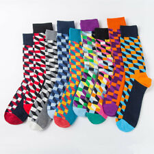 Mens Combed Cotton Socks Colorful Argyle Casual Dress Happy Socks Wedding Gifts