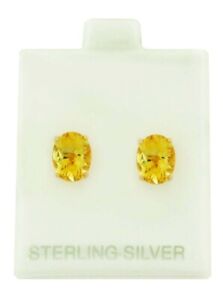 GENUINE 5.62 Cts YELLOW TOPAZ STUD EARRINGS .925 Sterling Silver - NEW WITH TAG