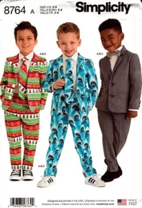 Simplicity Sewing Pattern 8764 Boys Suit and Tie Sizes 3-8 - Picture 1 of 2
