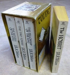 The Hobbit & The Lord Of The Rings Gold Box Set Tolkien Ballantine Paperbacks - Picture 1 of 22
