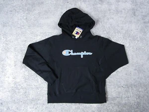 Champion  Hoodie Adult XS Reverse Weave Black Chenille Logo Long Sleeve Spellout - Picture 1 of 12