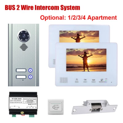 Video Door Intercom Home Phone doorbell 7 Inch BUS 2 Wire 1/2/3/4 Apartment - Image 1 of 4