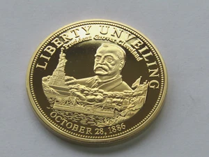 2010 American Mint Freiheitsstatue Enthüllung G. Cleveland 24k Au Lagenmünze - Bild 1 von 9
