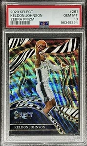 Select Courtside #261 ZEBRA PRIZM SSP Keldon Johnson 2023 PSA 10 gemas como nuevas espuelas - Imagen 1 de 4