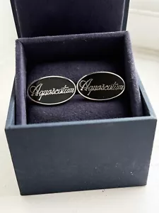 Vintage BRAND NEW AQUASCUTUM CUFFLINKS - Black - Silver Oval - Picture 1 of 5