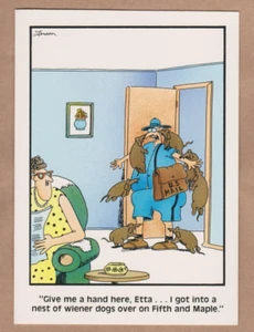 THE FAR SIDE Vintage GREETING CARD " US MAIL CARRIER " Gary Larson RARE FUNNY - Picture 1 of 1